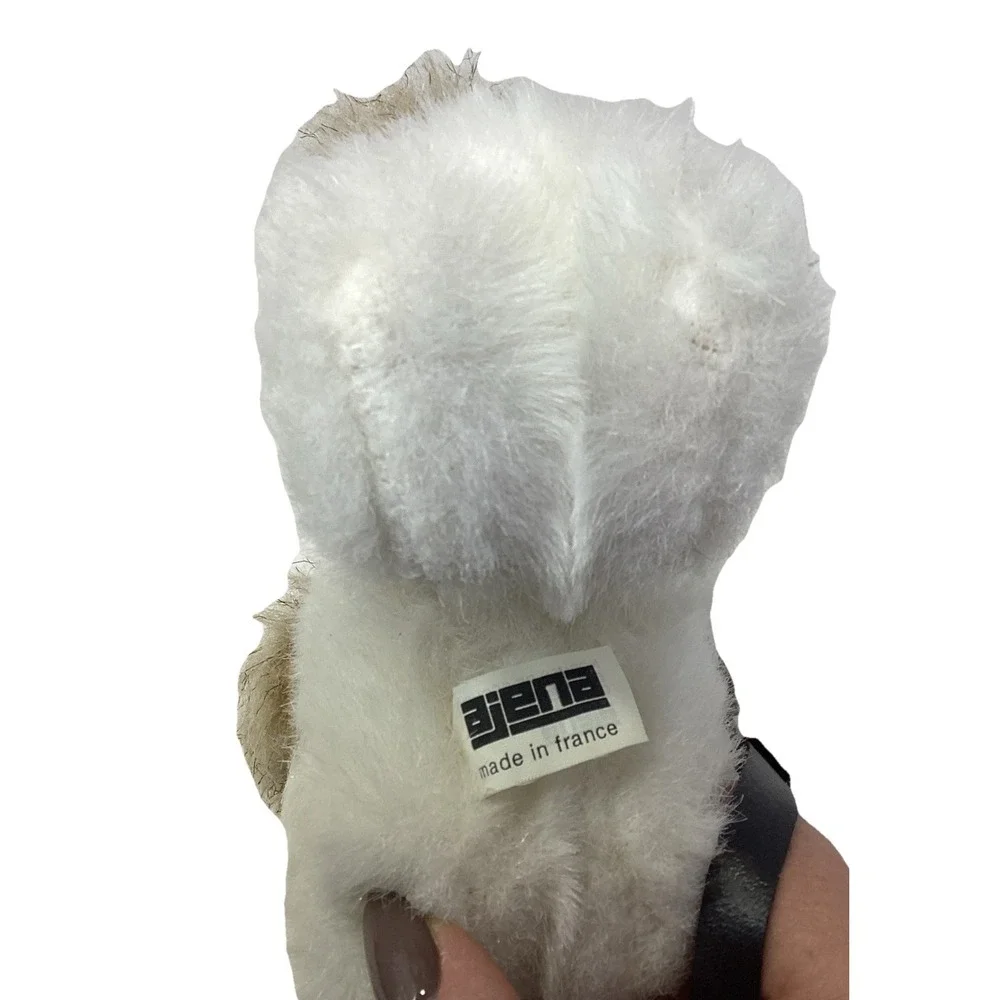Ajena France Fluffy White Puppy Dog Plush On Leash 7.5